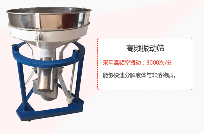 高頻振動篩采用高頻率振動：3000次/分 ，能夠快速分解液體與非溶物質(zhì)。